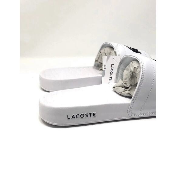 Lacoste Fraisier BIG CROC Slides WHITE BLACK Sandals Mens Size 13 NWT In Bag main image 6